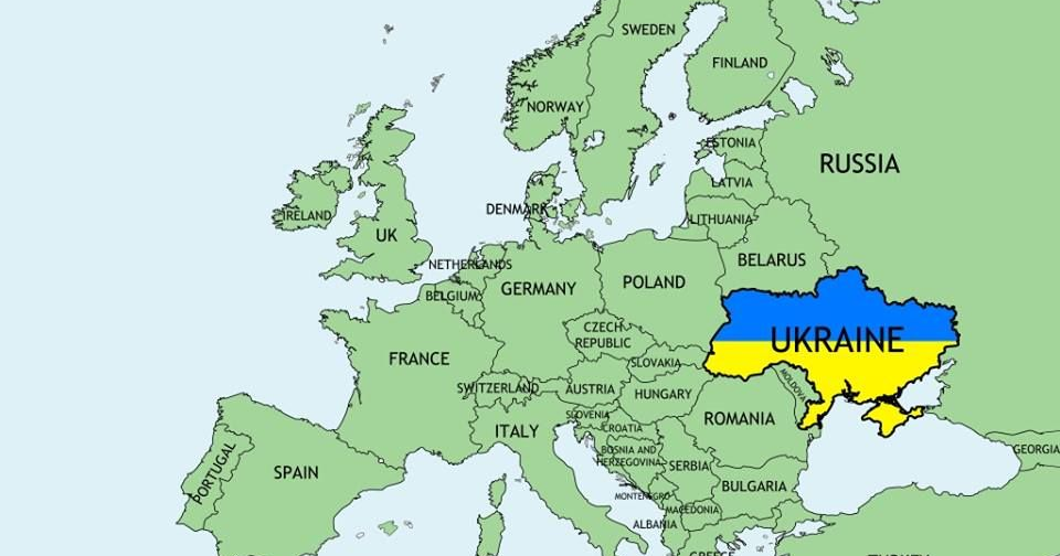 Map of Europe with highlighted Ukraine